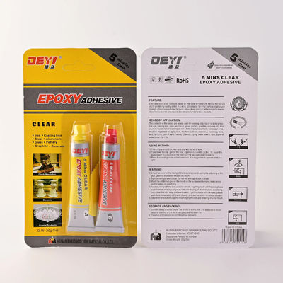 Tahan suhu tinggi Epoxy Clear AB Adhesive 1 1 Rasio 5 Min Kekuatan Ikatan Kering