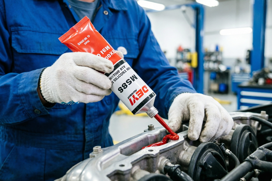 Industri Grade M588 Suhu Tinggi Neutral RTV Gasket Maker Sealer Merah untuk aplikasi penyegelan yang efektif dan tahan lama